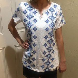 Charter Club Embroidered Blouse Size S